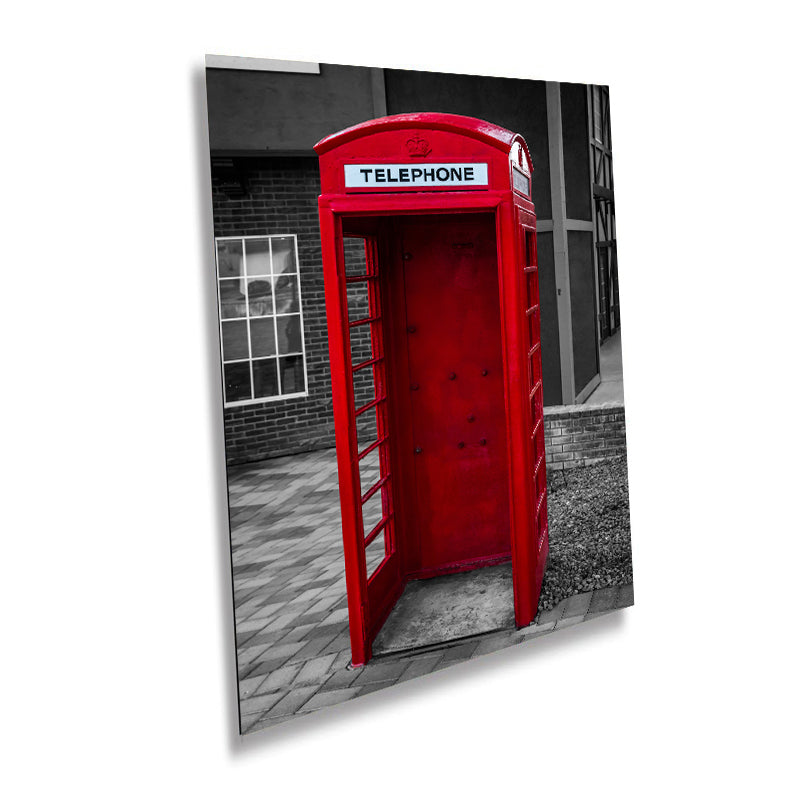 Red Phone Booth Classic English Telephone Box Photography Wall Art