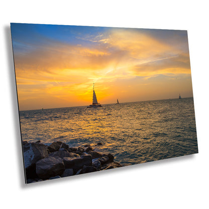 Coastal Escapade: Key West Sunset Florida Beach Sailing Seascape Canvas Print Nautical Photography