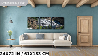 Falls Elegance: Gibbon Falls in Yellowstone Metal Canvas Print National Park Wall Art Wyoming Landscape