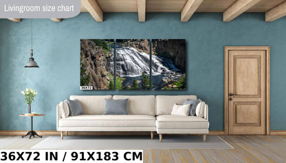 Falls Elegance: Gibbon Falls in Yellowstone Metal Canvas Print National Park Wall Art Wyoming Landscape