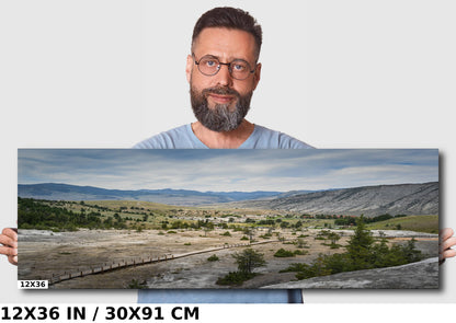 Frontier Sentinels: Mammoth Hot Springs Fort Yellowstone National Park Wall Art Yellowstone National Park Valley Metal Acrylic Print