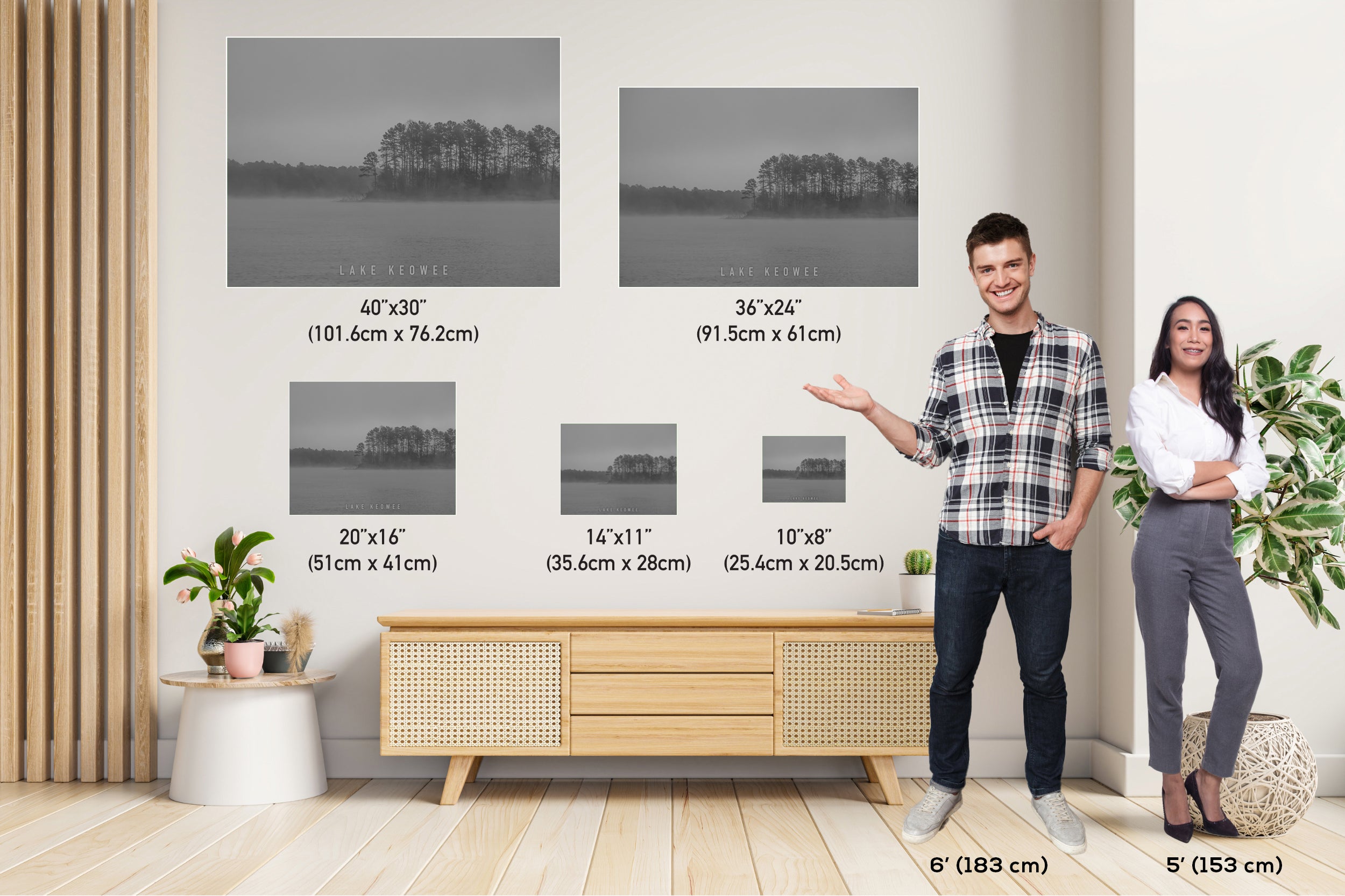 Whispers in the Mist: Foggy Morning Lake Keowee Photography South Carolina Poster Black and White Metal Canvas Print Wall Art