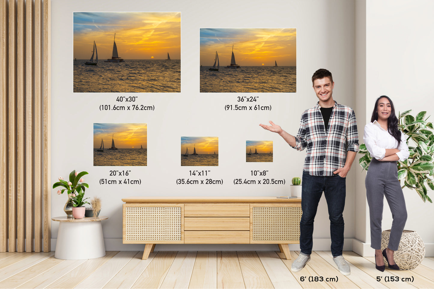 Navigating the Golden Sea: Sunset Sailing Key West Florida Beach Canvas Print Photography Seascape Wall Art