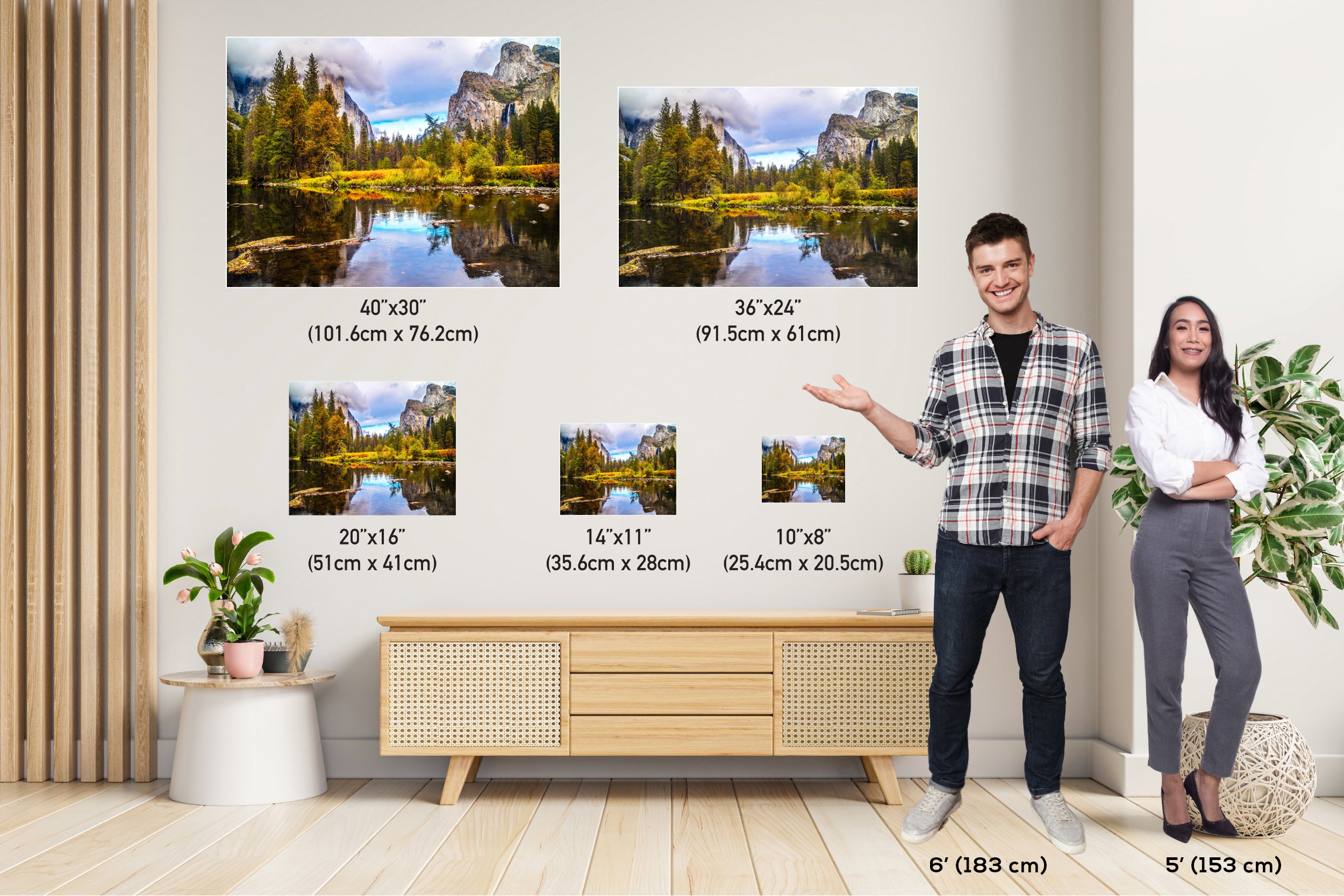 Yosemite Autumn Wall Art – Stormy Valley View Photography with Fall Colors Decor