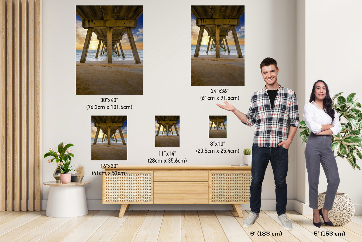 Pier Perspective: View Underneath Johnny Mercer Pier Photography Canvas Print North Carolina Seascape Wall Art