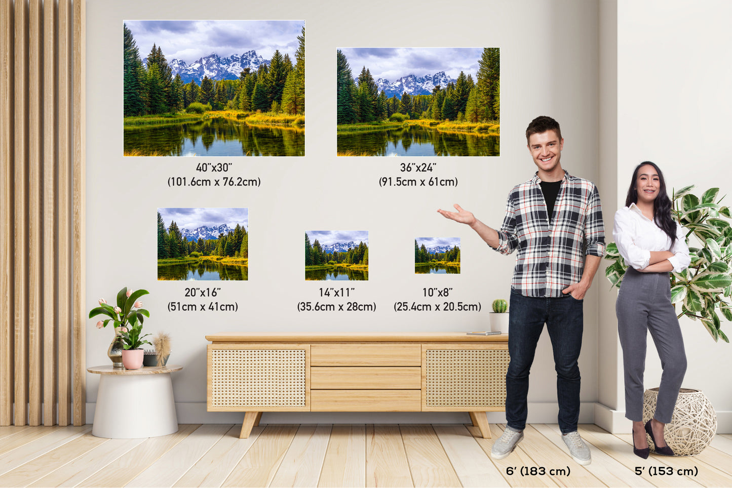 Mirror of Tranquility: Grand Teton Water Reflection Stream Photography Print Wall Art