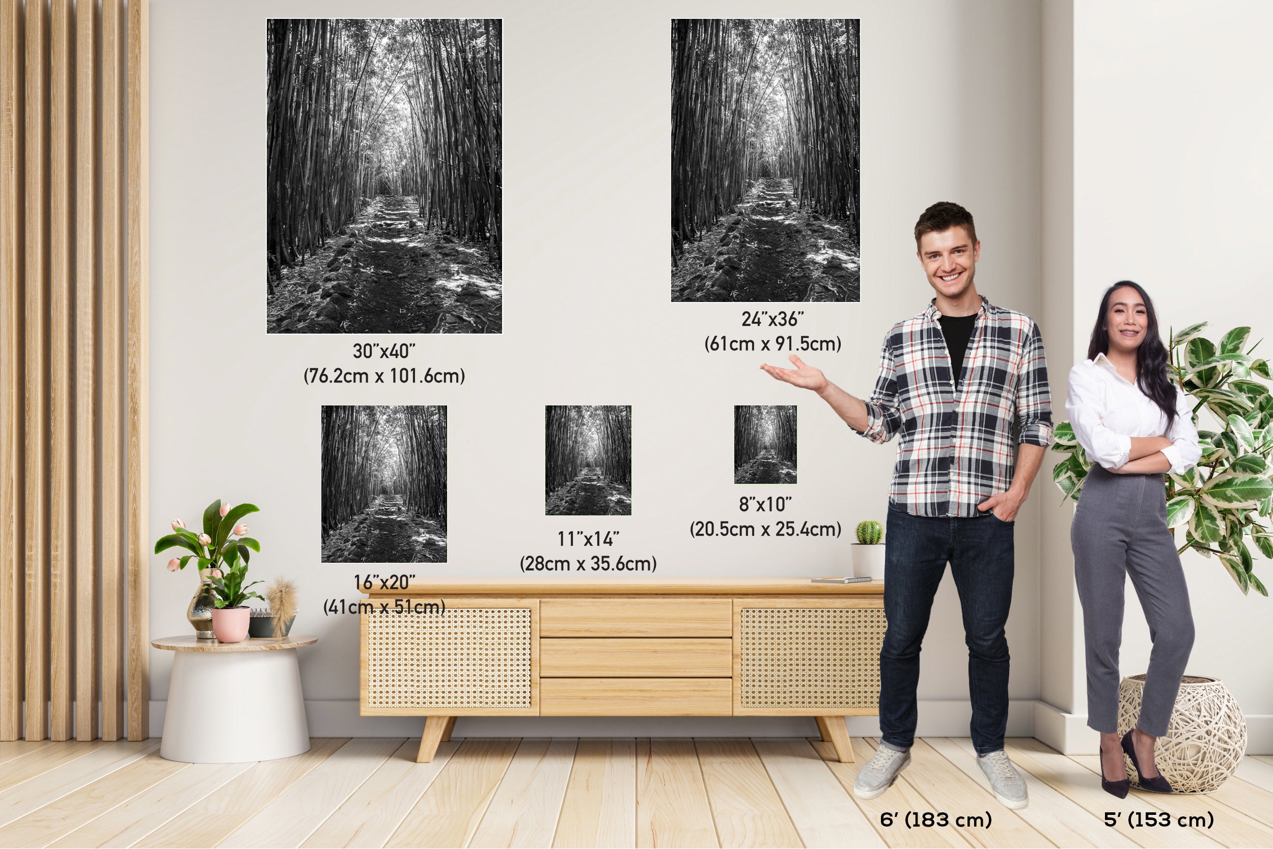 Pipiwai Trail Print: Bamboo Forest Stairs, Haleakala Maui Art