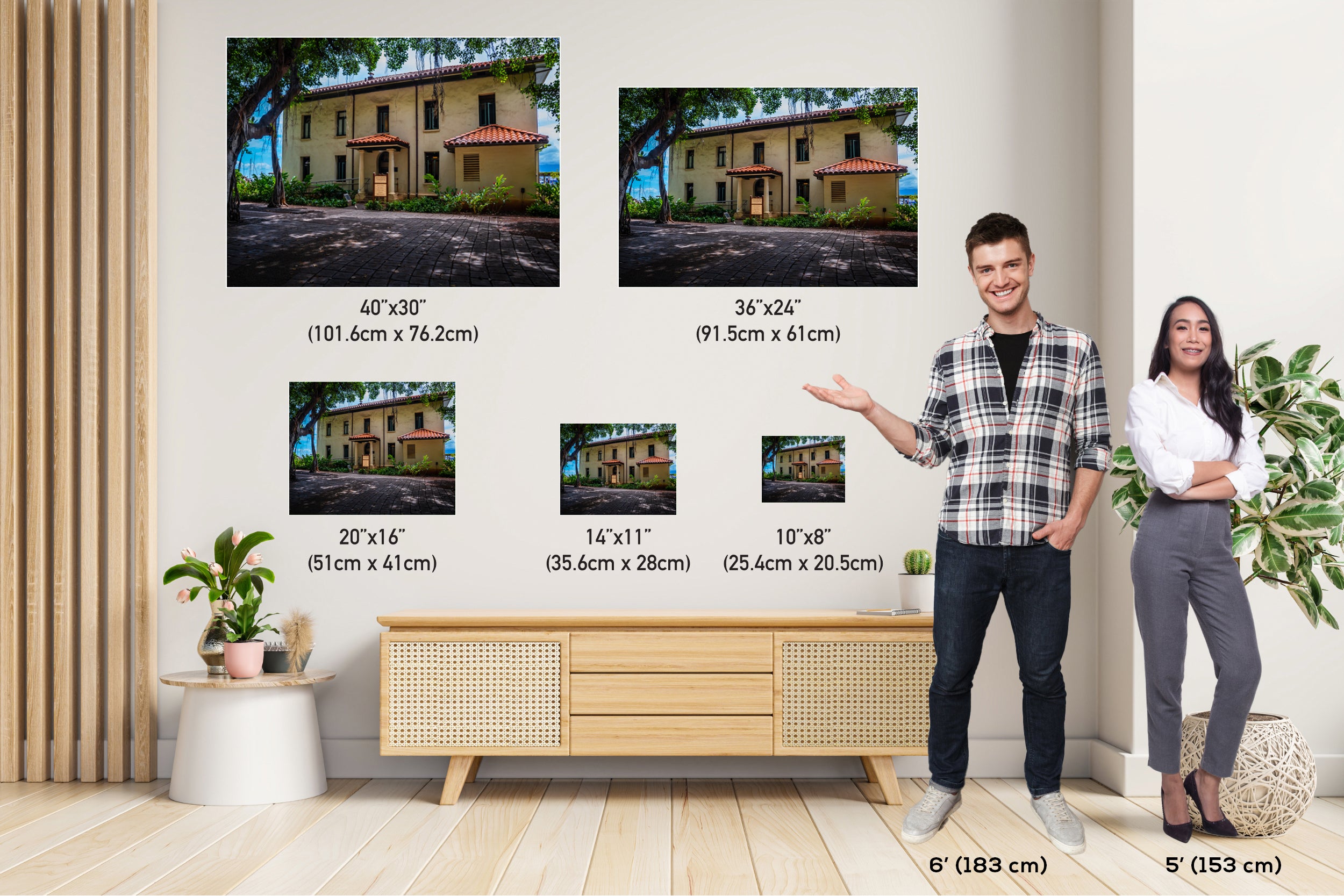 Old Lahaina Courthouse Print: Black and White Maui Wall Art