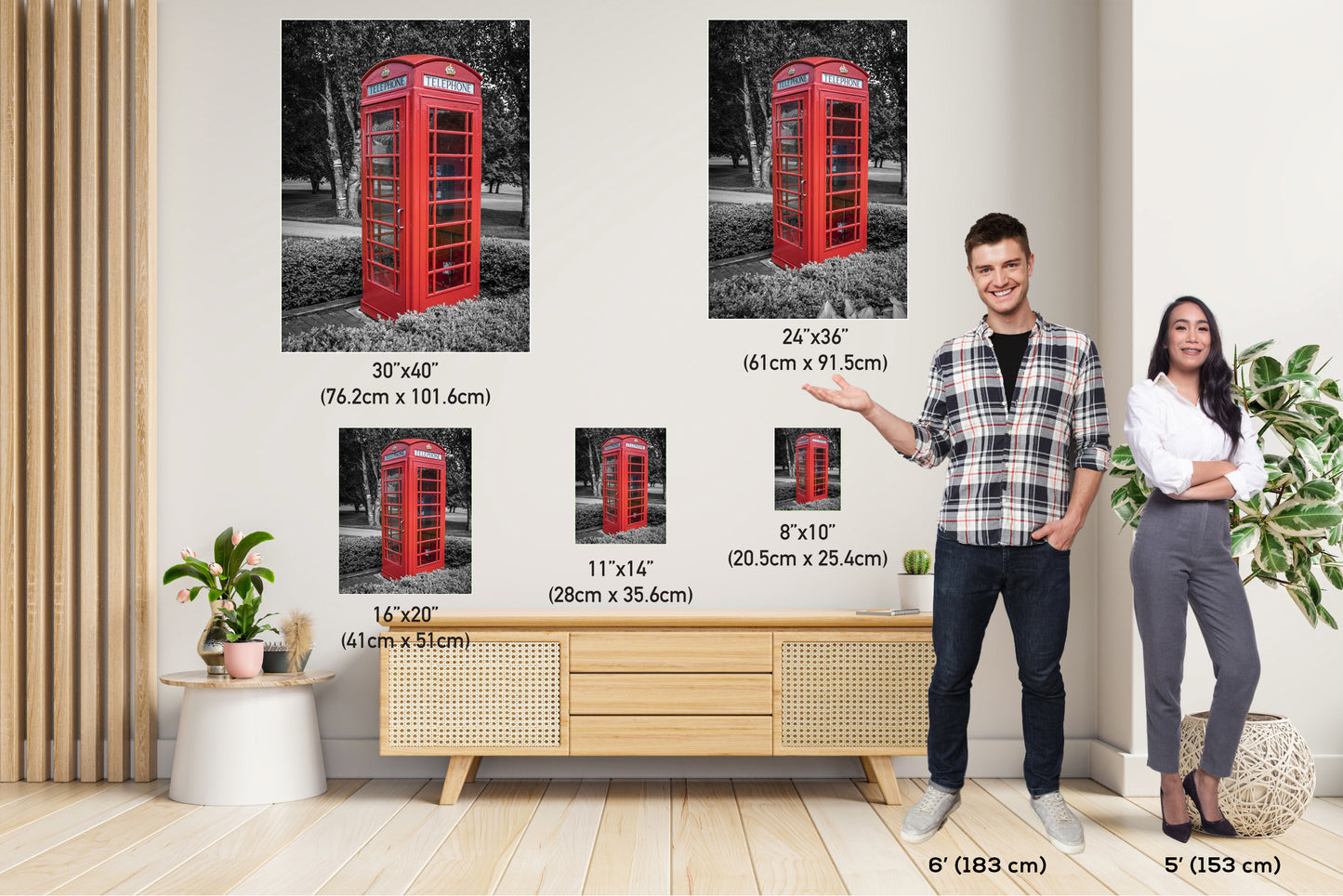 Booth of Memories: Red Phone Booth Vintage Wall Art Photography English Telephone Canvas Metal Print Classic Unique Home Decor