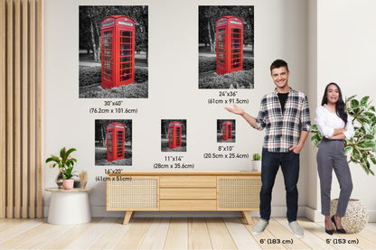 Booth of Memories: Red Phone Booth Vintage Wall Art Photography English Telephone Canvas Metal Print Classic Unique Home Decor