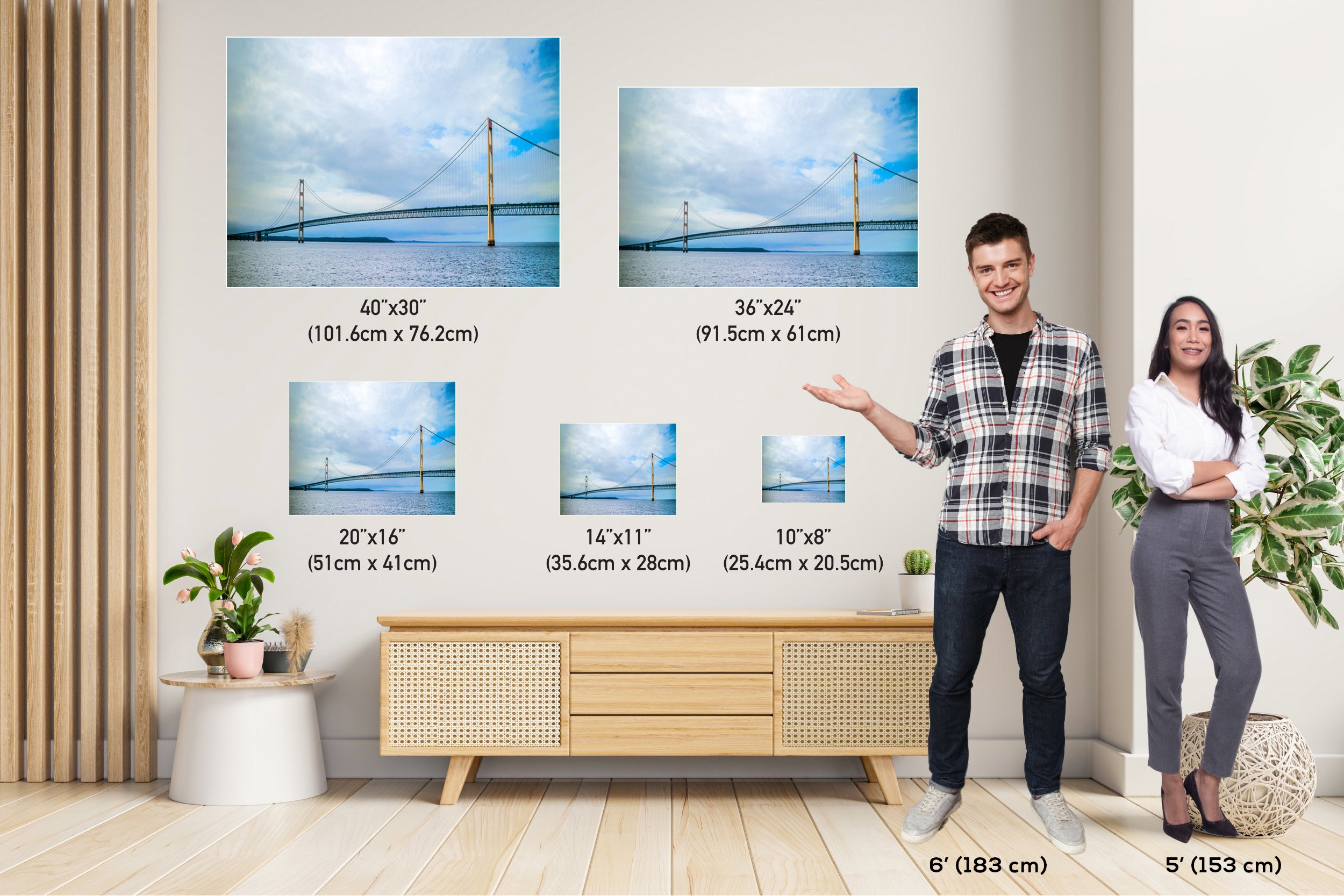 Bridging Time: Mackinac Bridge Michigan Architecture Seascape Photography Wall Art
