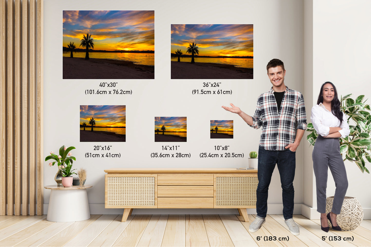 Lake Havasu Sunset: Arizona Palm Trees, Desert Landscape Photography Wall Arty