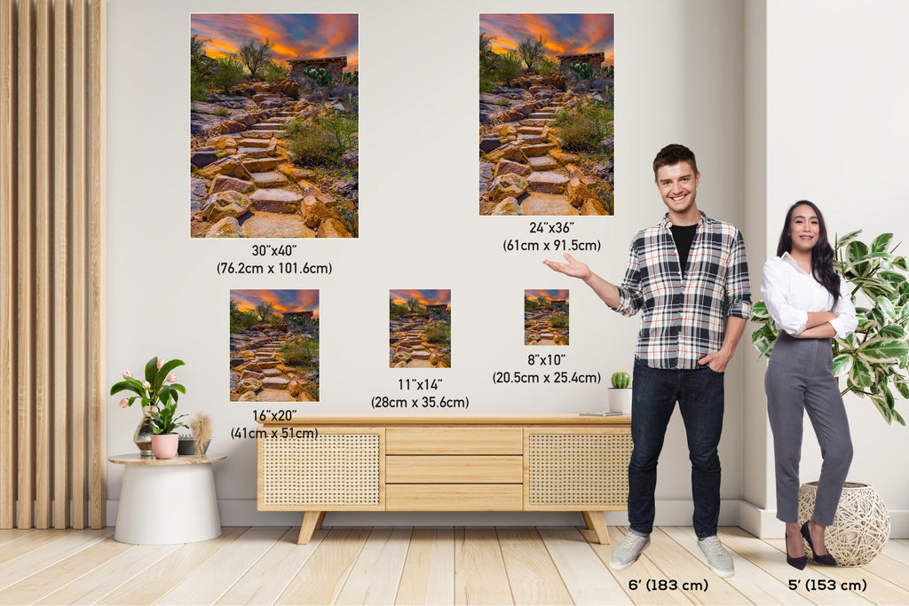 Mystique of Stone Stairs: Saguaro National Park Tucson Arizona Portrait Desert Photography Wall Art