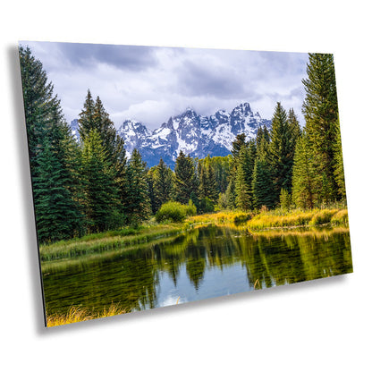 Mirror of Tranquility: Grand Teton Water Reflection Stream Photography Print Wall Art
