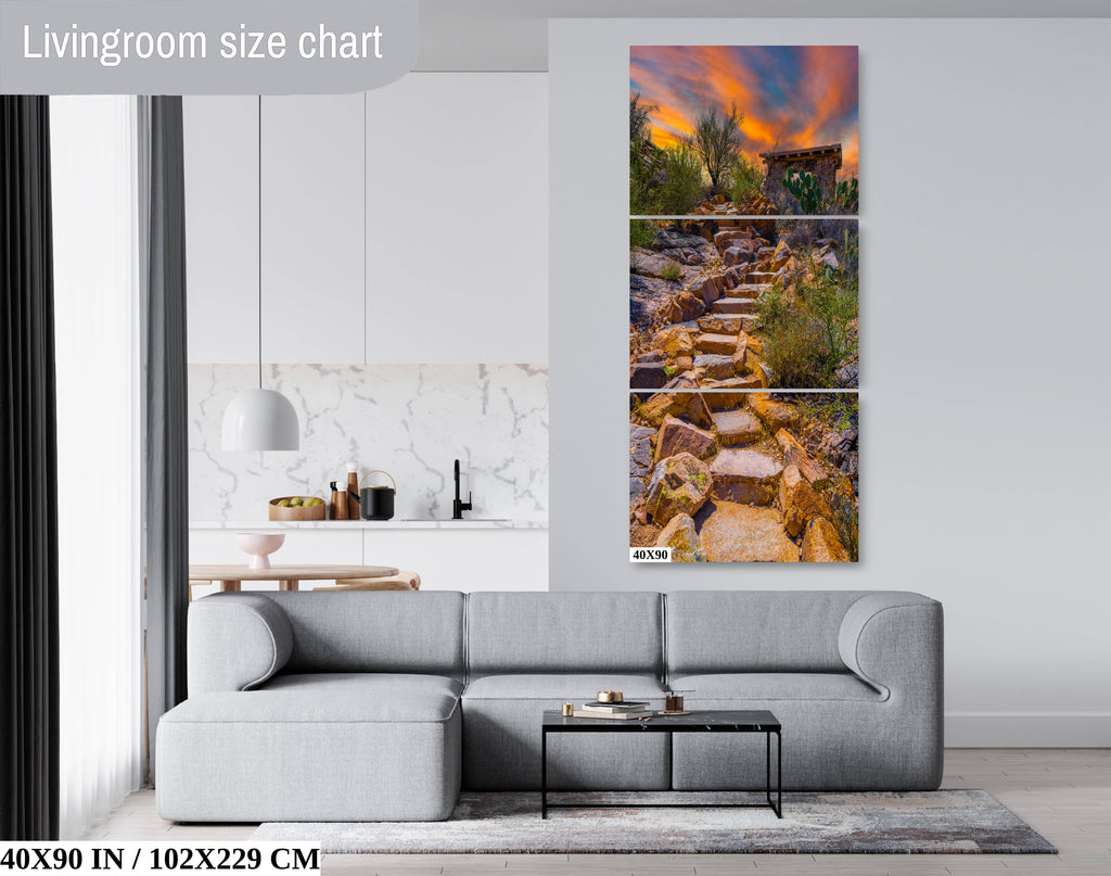 Mystique of Stone Stairs: Saguaro National Park Tucson Arizona Portrait Desert Photography Wall Art