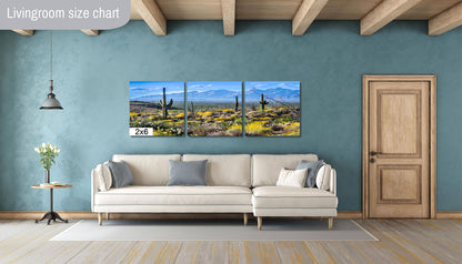 Nature's Contrast: Yellow Desert Cactus Saguaro National Park Wall Art Photography
