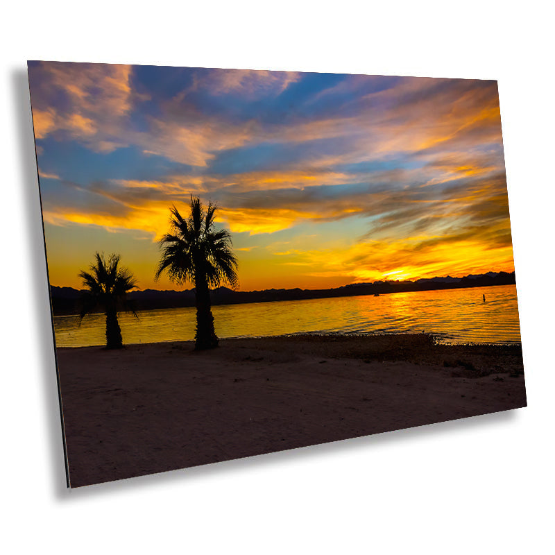 Lake Havasu Sunset: Arizona Palm Trees, Desert Landscape Photography Wall Arty