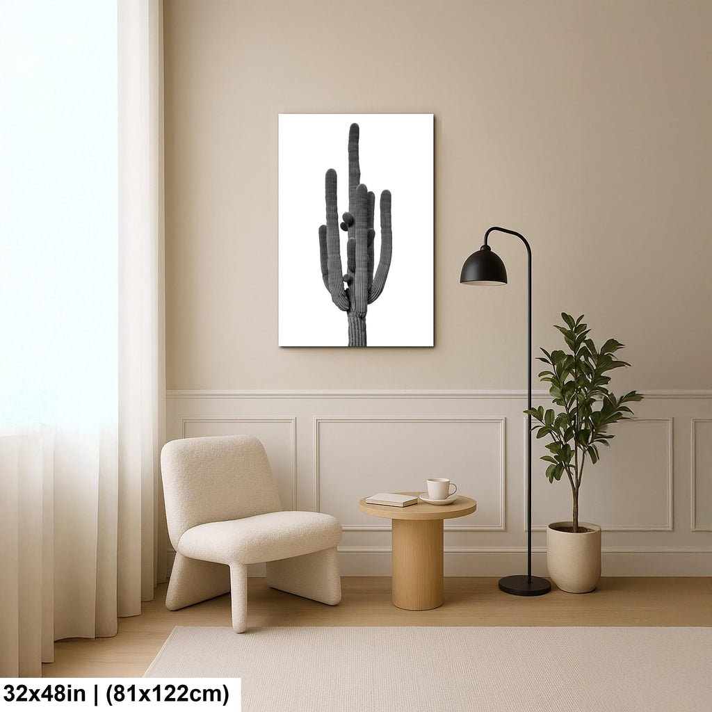 Joshua Tree Cholla Cactus Print: Black and White Desert Photography