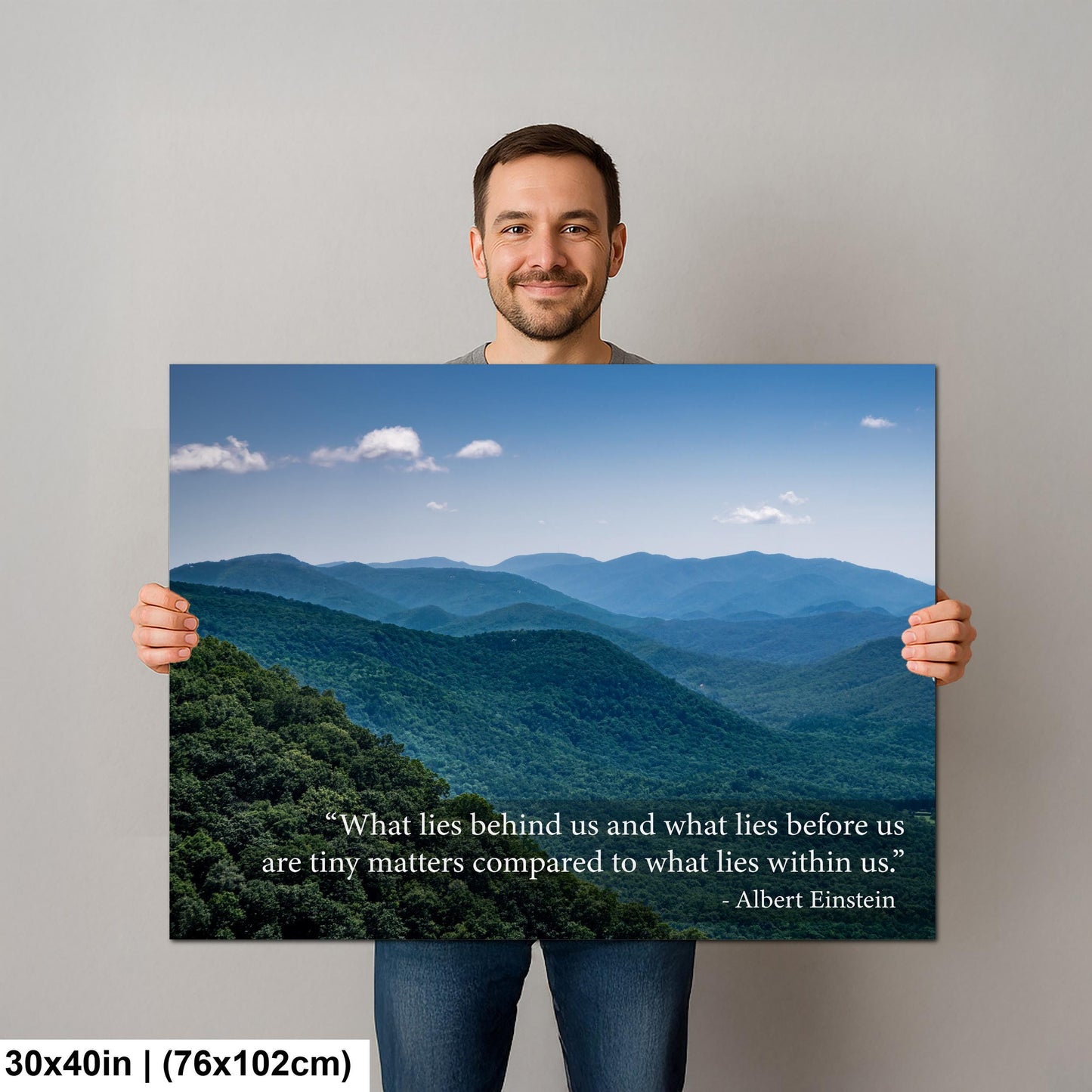 Ralph Waldo Emerson Motivational Wall Art for Inner Strength and Reflection, Mountain Landscape Photography Print for Home or Office Decor