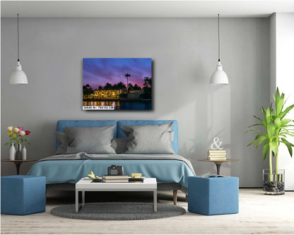 Miami Waterfront Mansion at Sunset: Biscayne Bay Florida Print Wall Art Beach Photography Aluminum/Acrylic/Metal/Canvas Hanging Decor