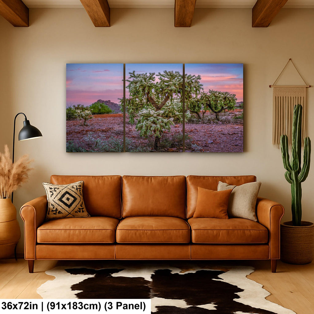 Cholla Cactus Sunset, Lost Dutchman State Park, Apache Junction Arizona Photography Wall Art