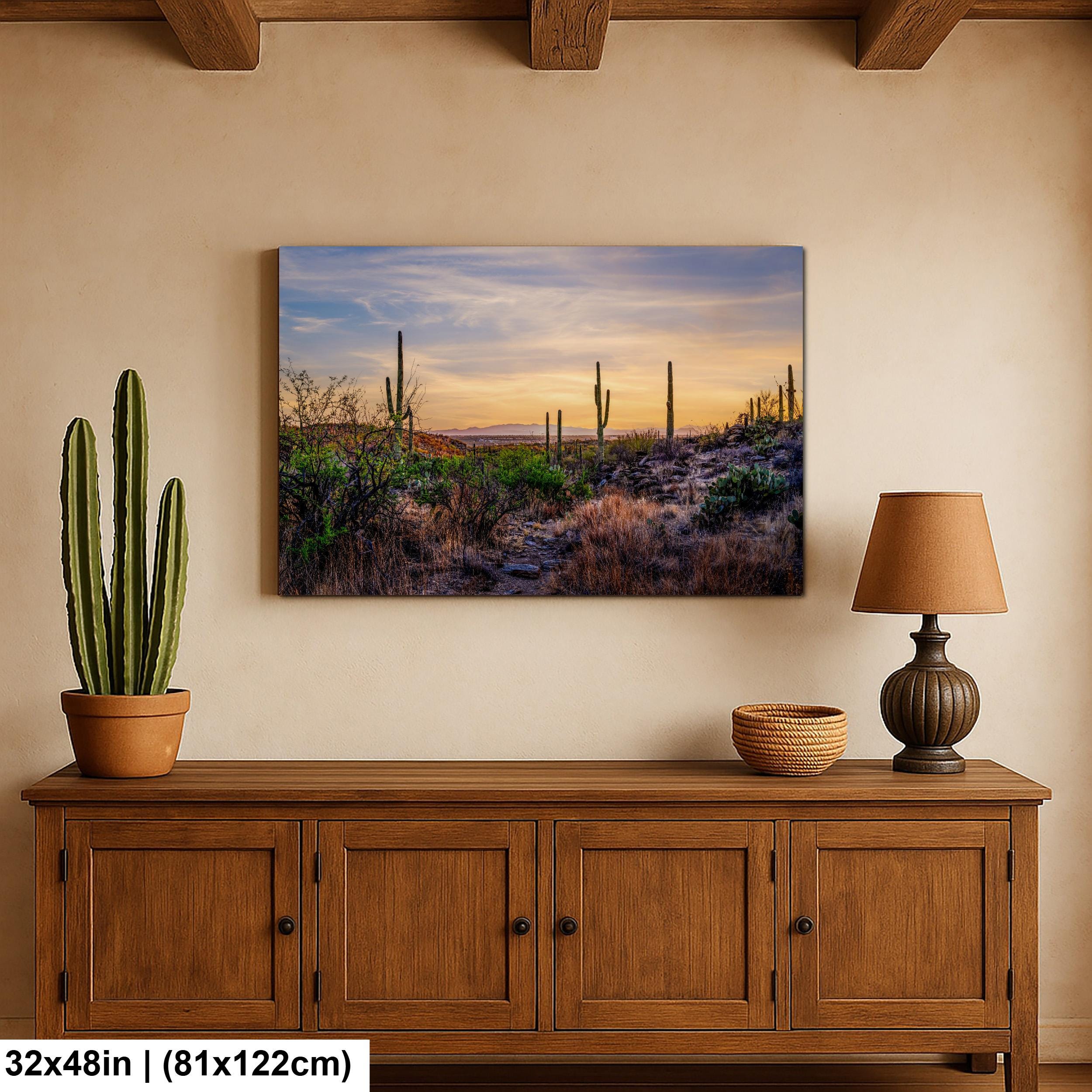 Sonoran Desert Valley Sunset with Saguaros - Saguaro National Park East Tucson Photography Print