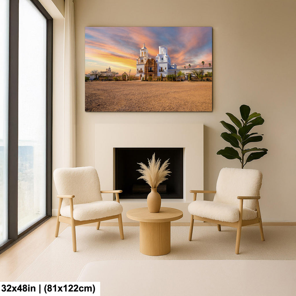 San Xavier Mission Sunset: Tucson Arizona Photography Wall Art