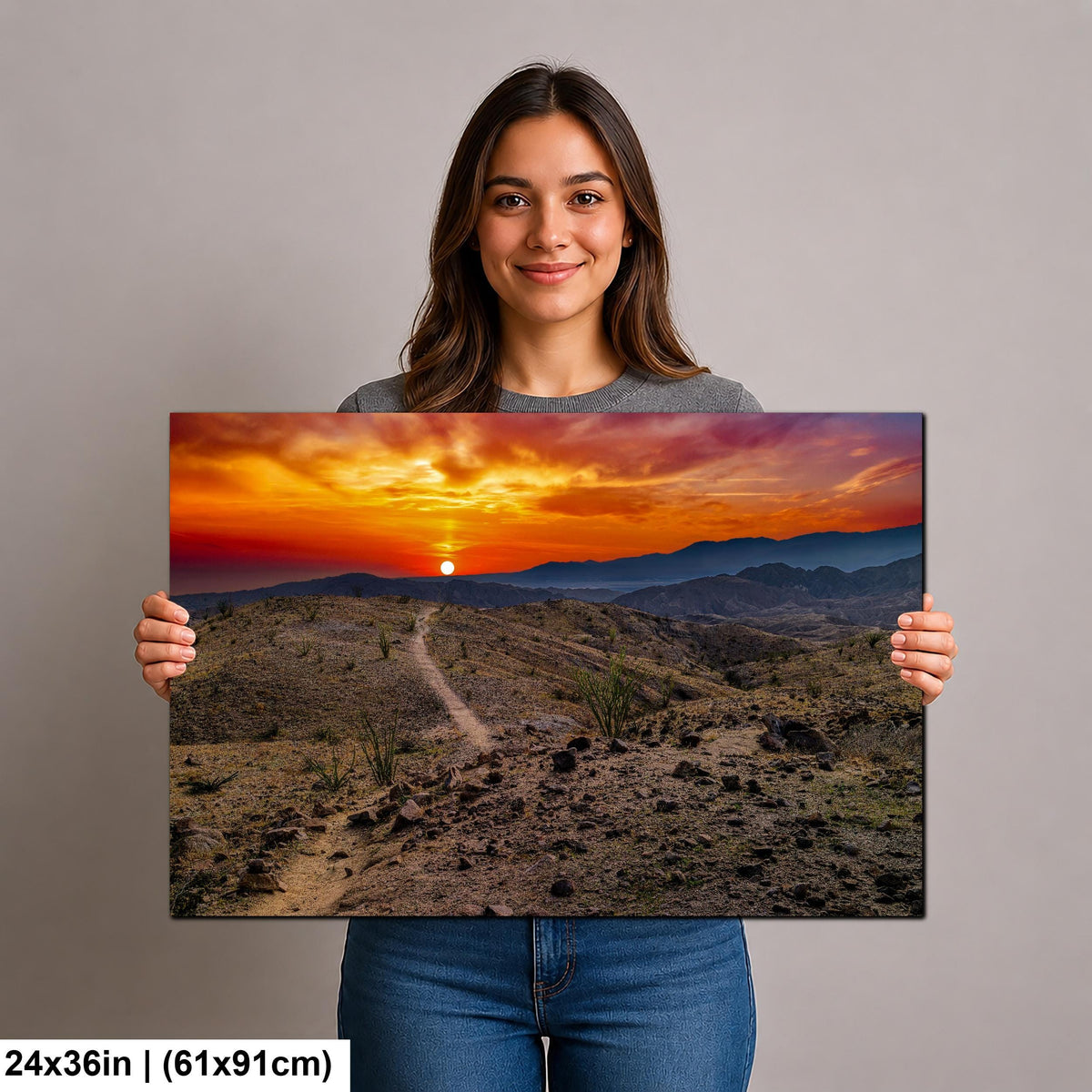 Desert Trail: Mecca Hills California Sunset Landscape Photography Wall Art