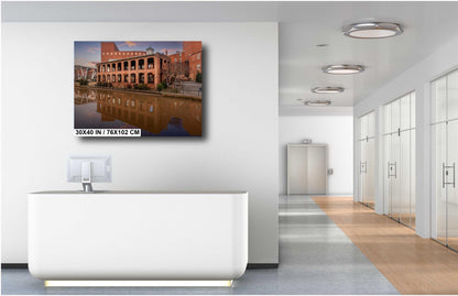 Old Town Greenville Riverfront: Wyche Pavilion and Flowing Reedy River Greenville, South Carolina Wall Art Print Aluminum/Metal/Canvas