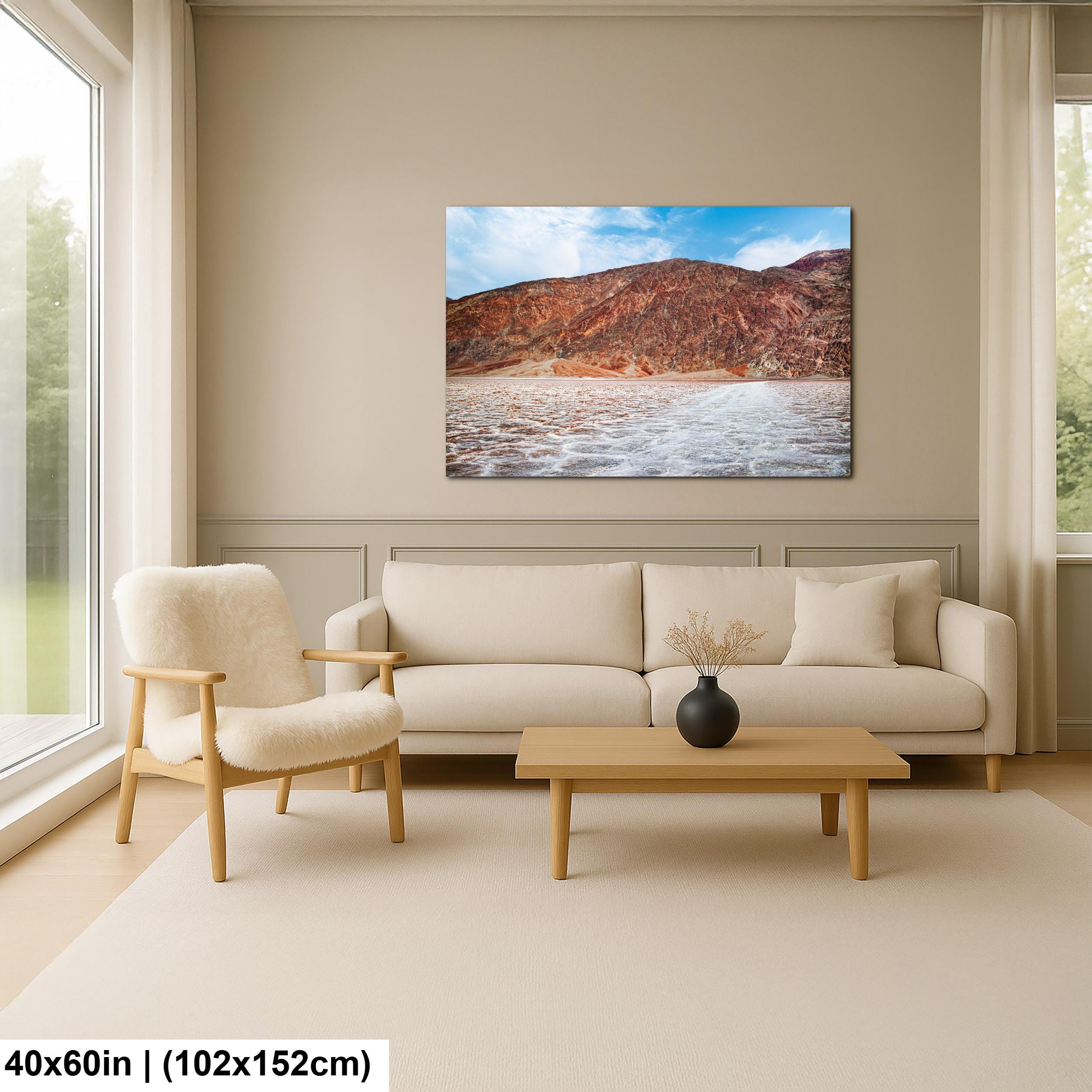 Badwater Basin Salt Flats and Black Mountains Death Valley California Photography Print
