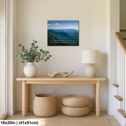 Ralph Waldo Emerson Motivational Wall Art for Inner Strength and Reflection, Mountain Landscape Photography Print for Home or Office Decor