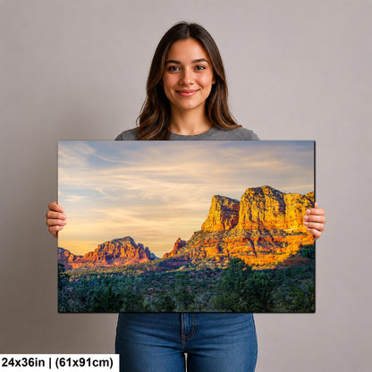 Sedona Red Rocks at Sunset Photography Print, Arizona Desert Landscape, Southwestern Wall Art, Golden Hour Nature Decor