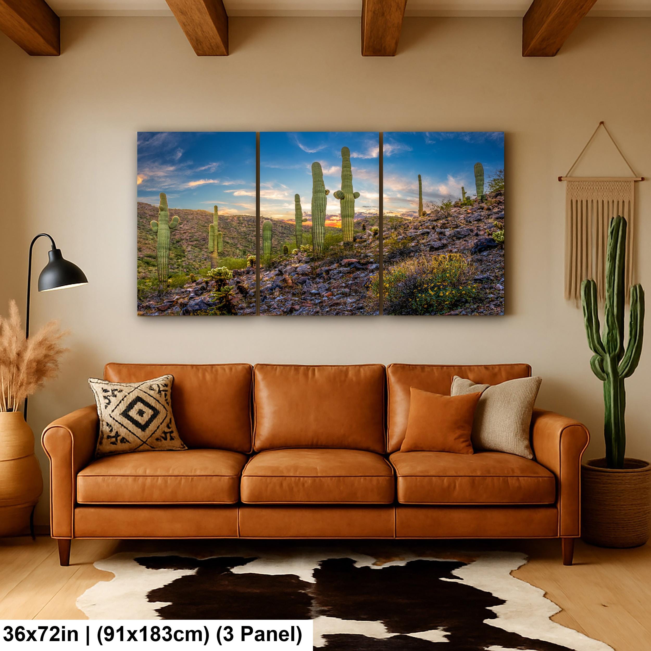 Sonoran Desert Saguaros at Sunset, Casa Grande Arizona Photography Wall Art