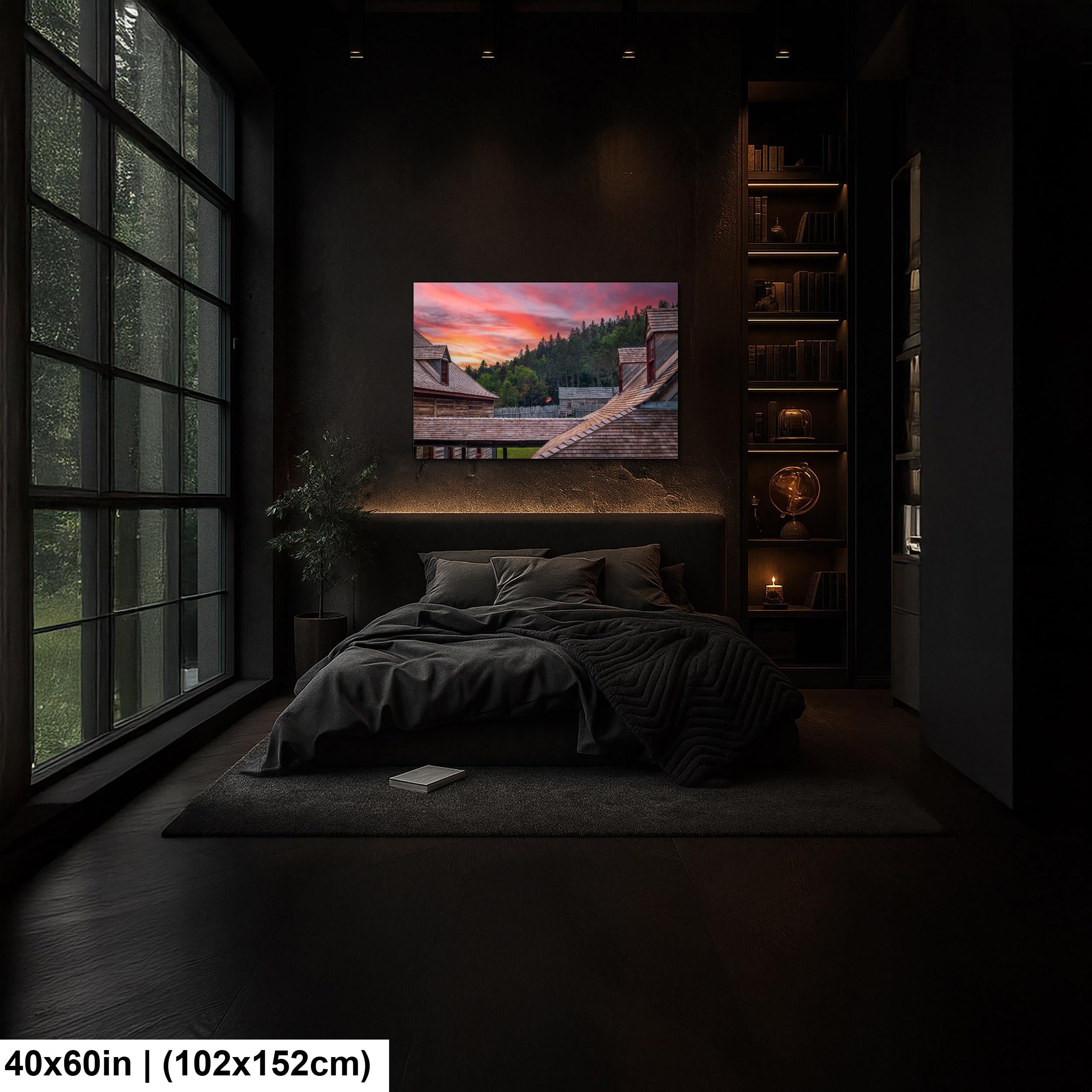 Grand Portage Historic Fort at Sunset Photography Print, Grand Marais Minnesota Wall Art, Rustic Cabin Decor