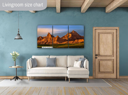 Badlands National Park Spire Peaks Golden Hour South Dakota Photography Print, Wall Art Desert Landscape Decor