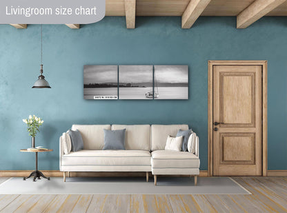 Seattle Shilshole Bay Marina Sailboat Black and White Washington Canvas Wall Art Photography Metal Print, Puget Sound Coastal Nautical Decor