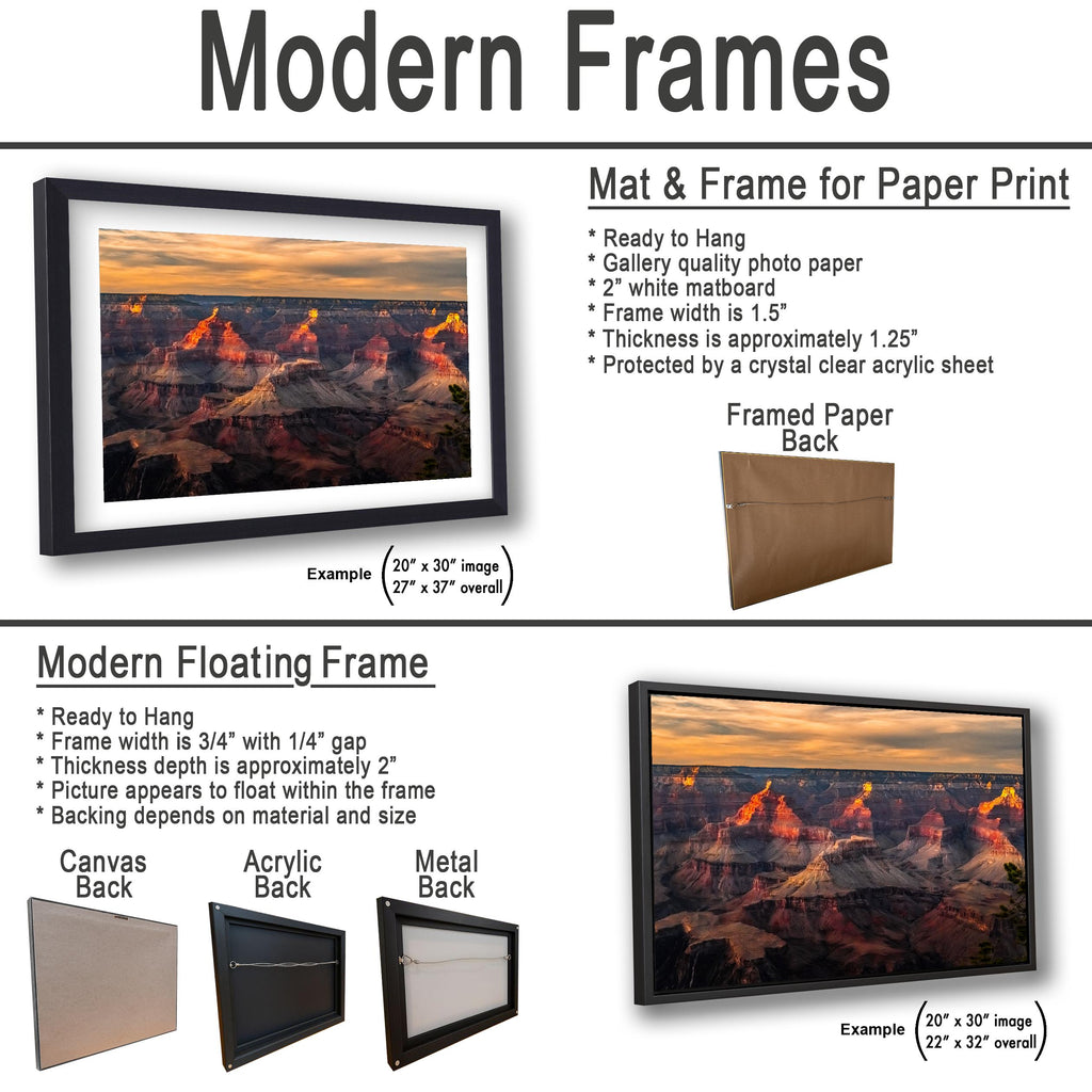 Grand Canyon Glowing Buttes, Arizona Sunset Canyon Wall Art, Dramatic Desert Landscape Photography Print