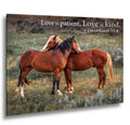 1 Corinthians 13:4 Love Is Patient Love Is Kind Bible Quote, Wild Horses Photography Print, Christian Wall Decor