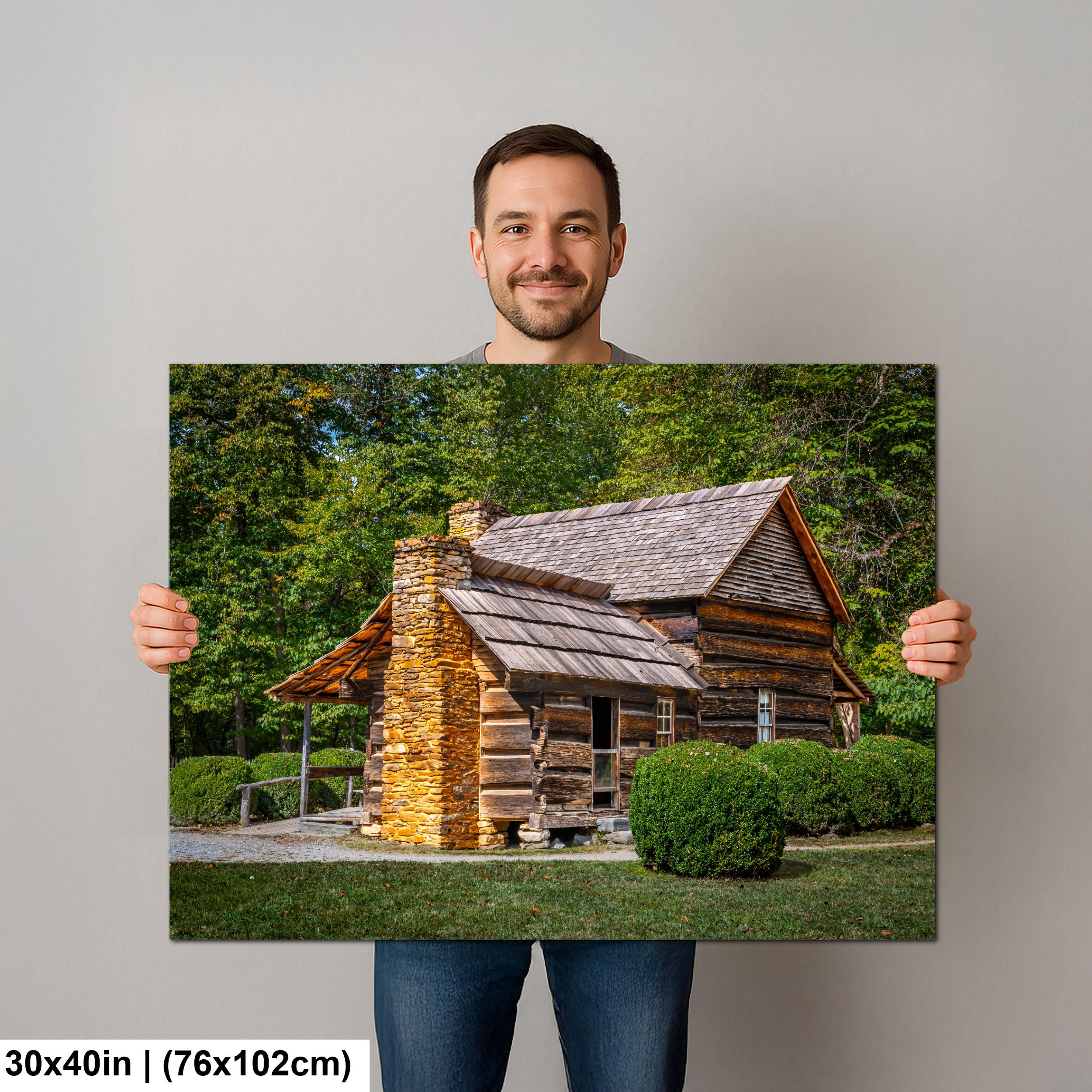 Mountain Homestead: Great Smoky Mountains NP Log Cabin Photography Wall Art