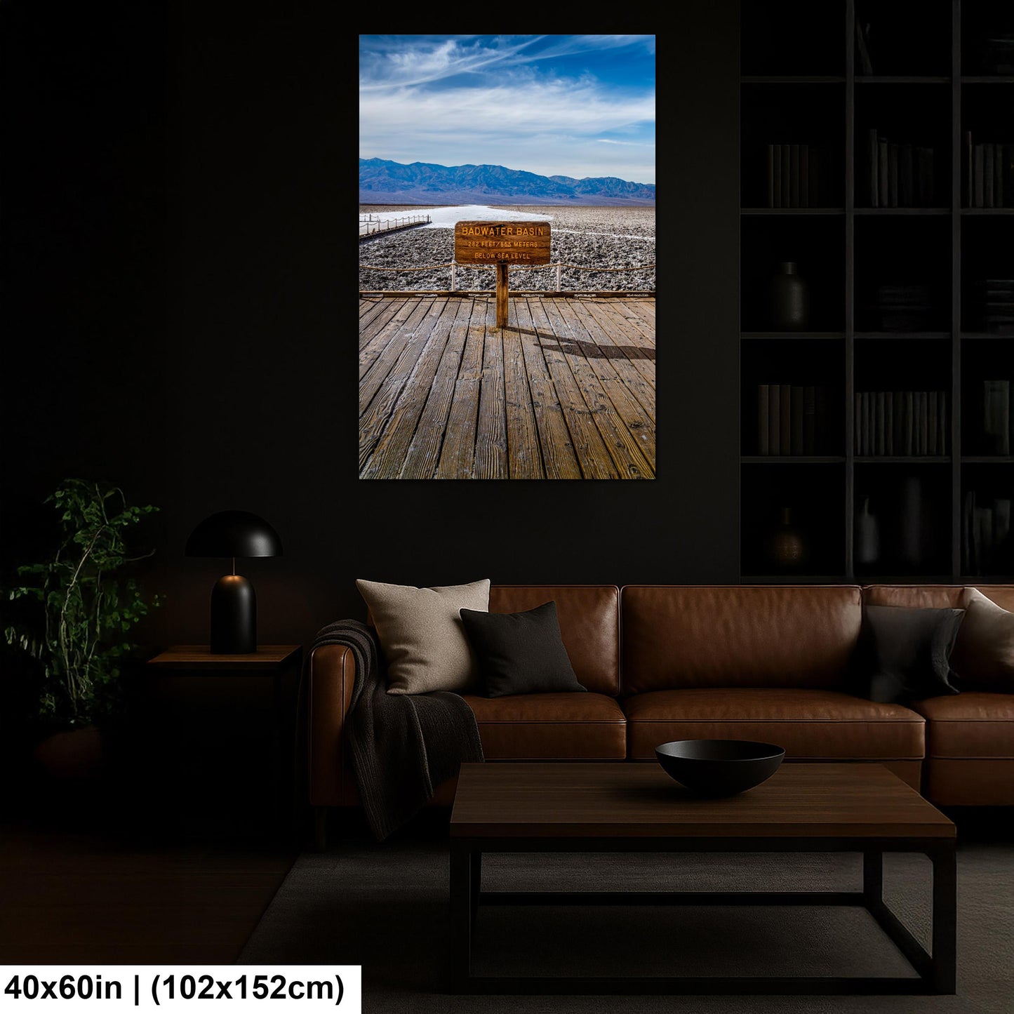 Badwater Basin Death Valley Photography Print, California Desert Landscape, Below Sea Level Sign, Mountain Wall Art