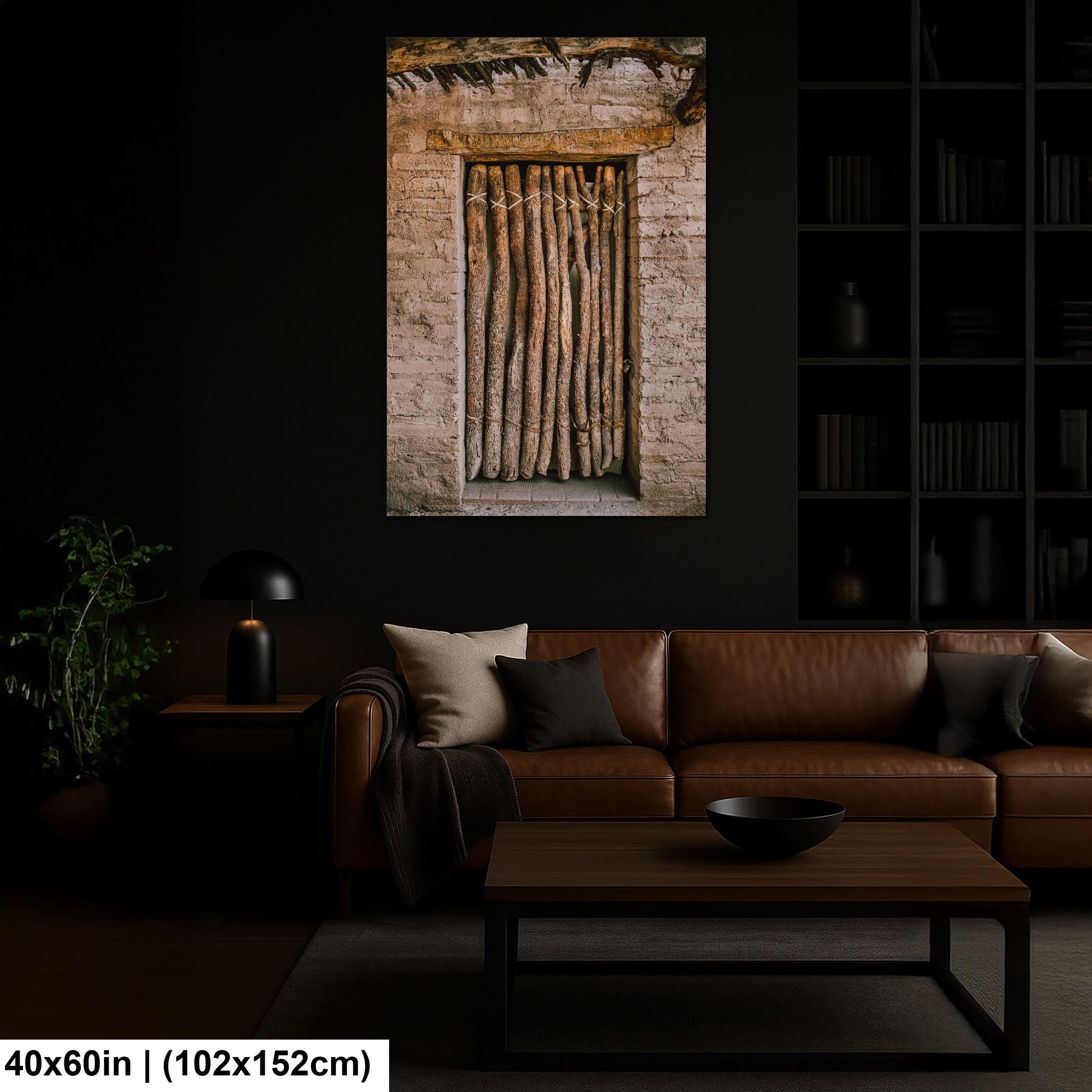 Tucson Arizona - Rustic Adobe Door With Wooden Branch Gate, Photography Print Wall Art