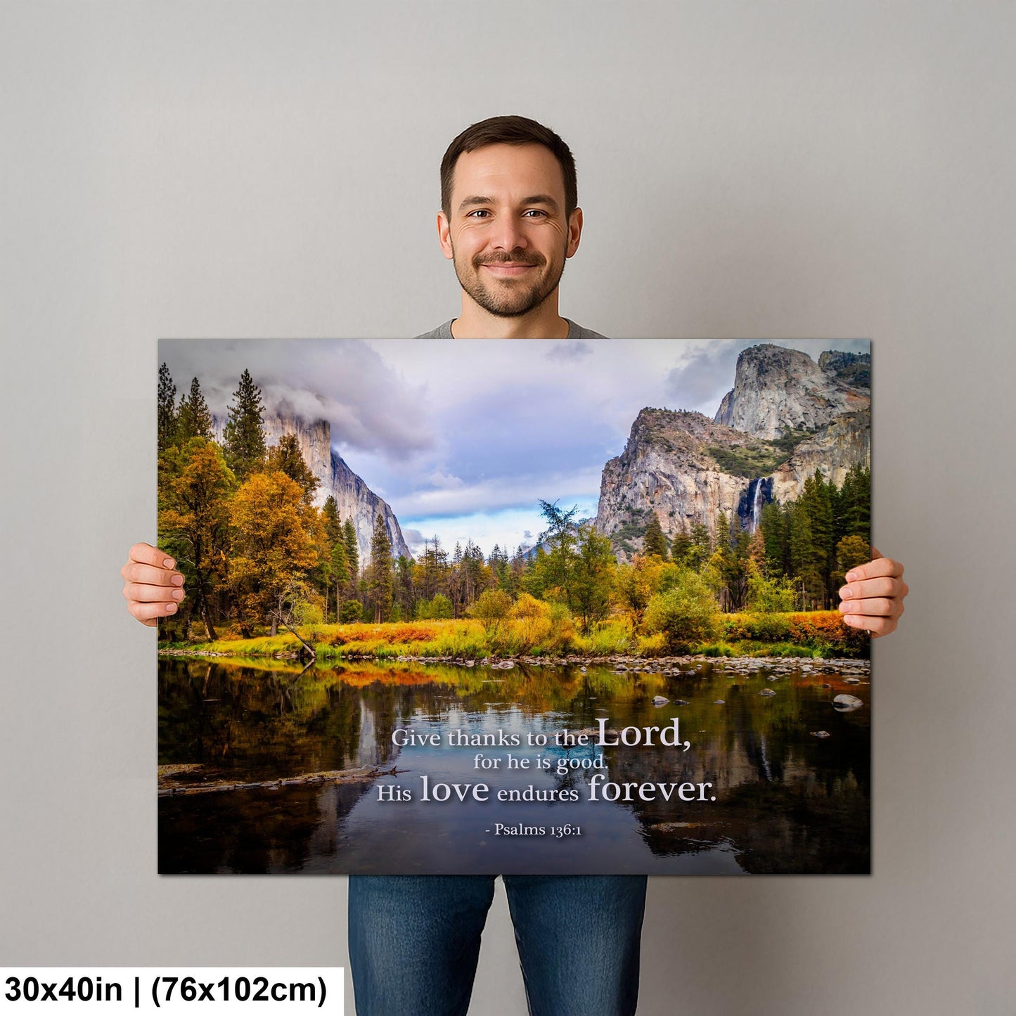 Christian Wall Art – Yosemite Photography Print | Psalm 136 Scripture Decor