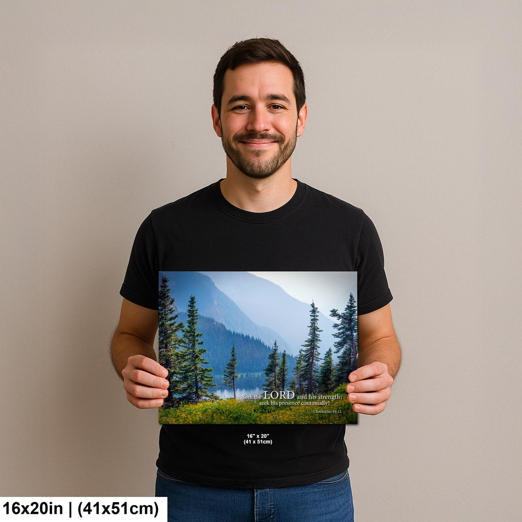 Christian Wall Art | Seek the Lord Art – Misty Mountain Photography Canvas & Scripture Print