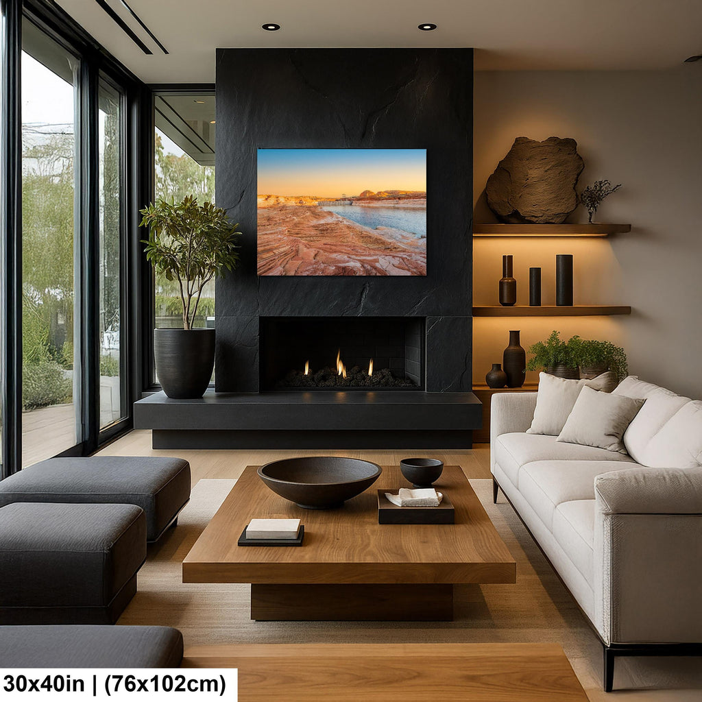 Glen Canyon Dam Lake Powell Golden Hour Print, Arizona Southwest Landscape Wall Art
