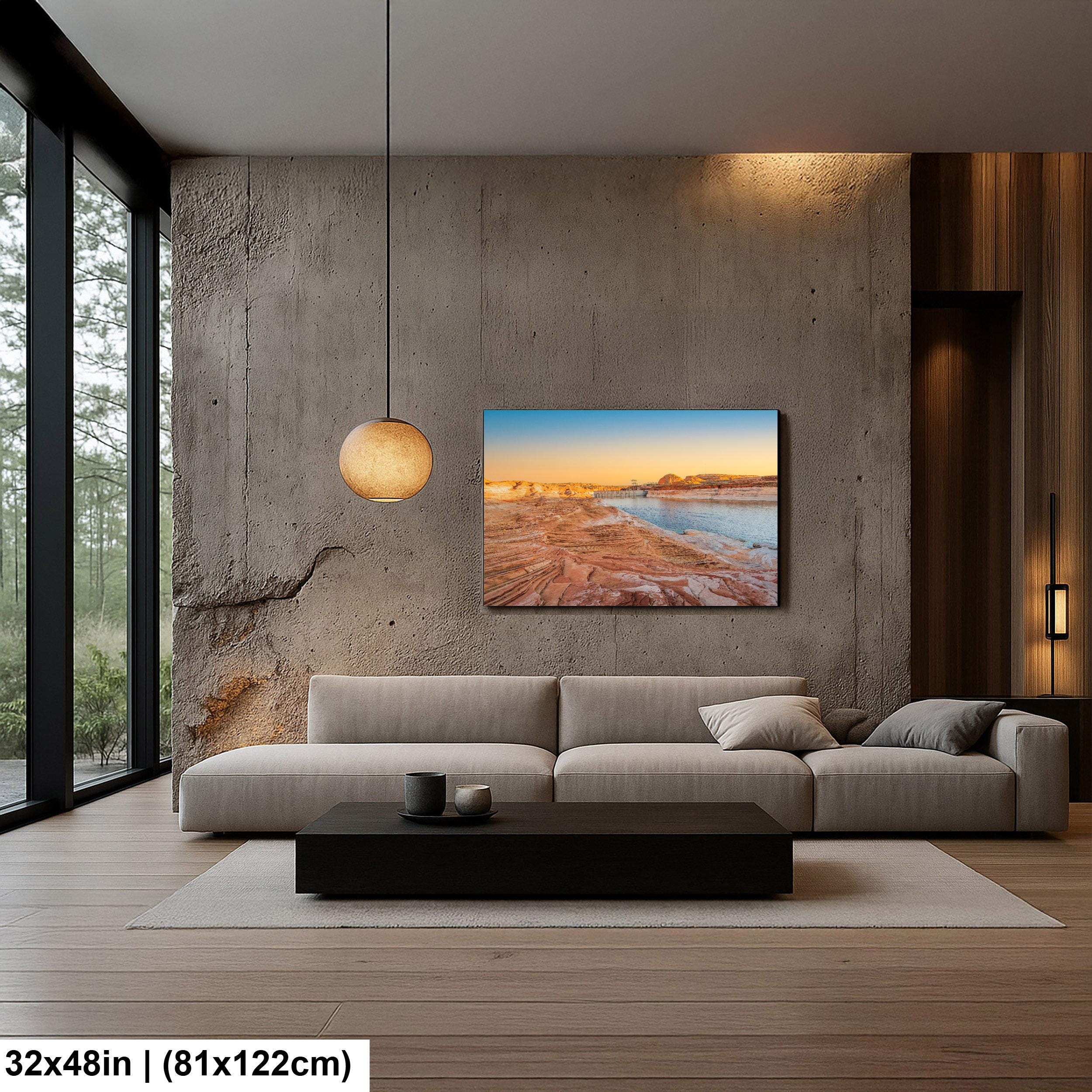 Glen Canyon Dam Lake Powell Golden Hour Print, Arizona Southwest Landscape Wall Art