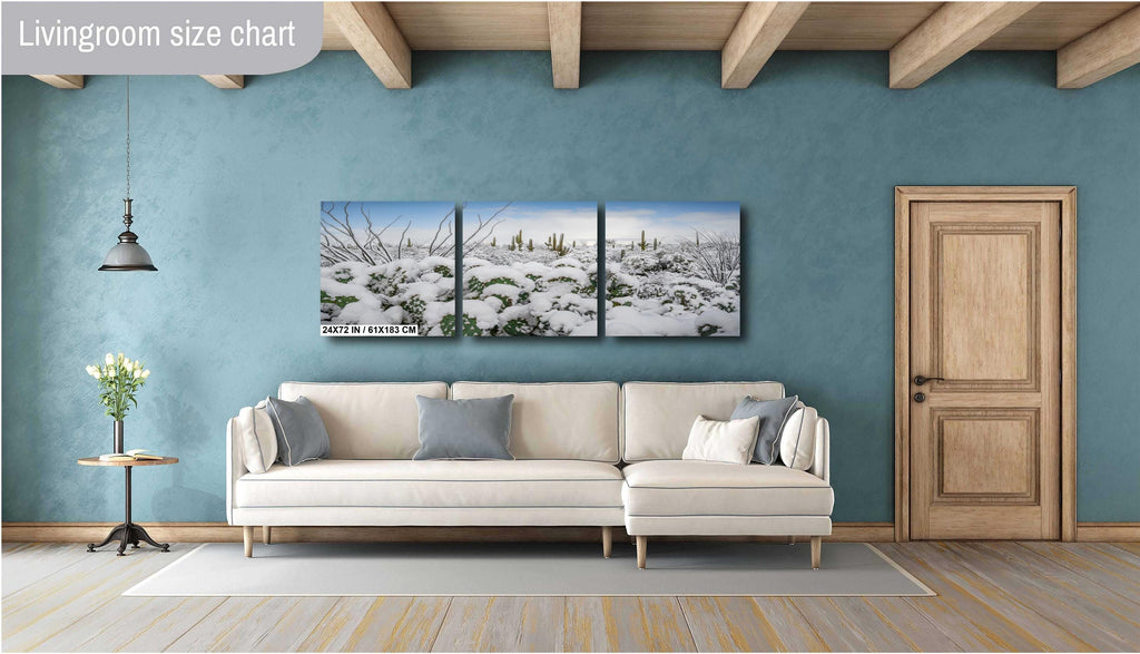 Saguaro National Park Winter Snow Print: Desert Cacti Wall Art