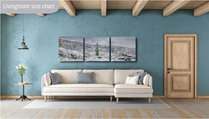 Saguaro Cactus Wall Art - Snowy Desert Print | Winter Sonoran Desert Photography