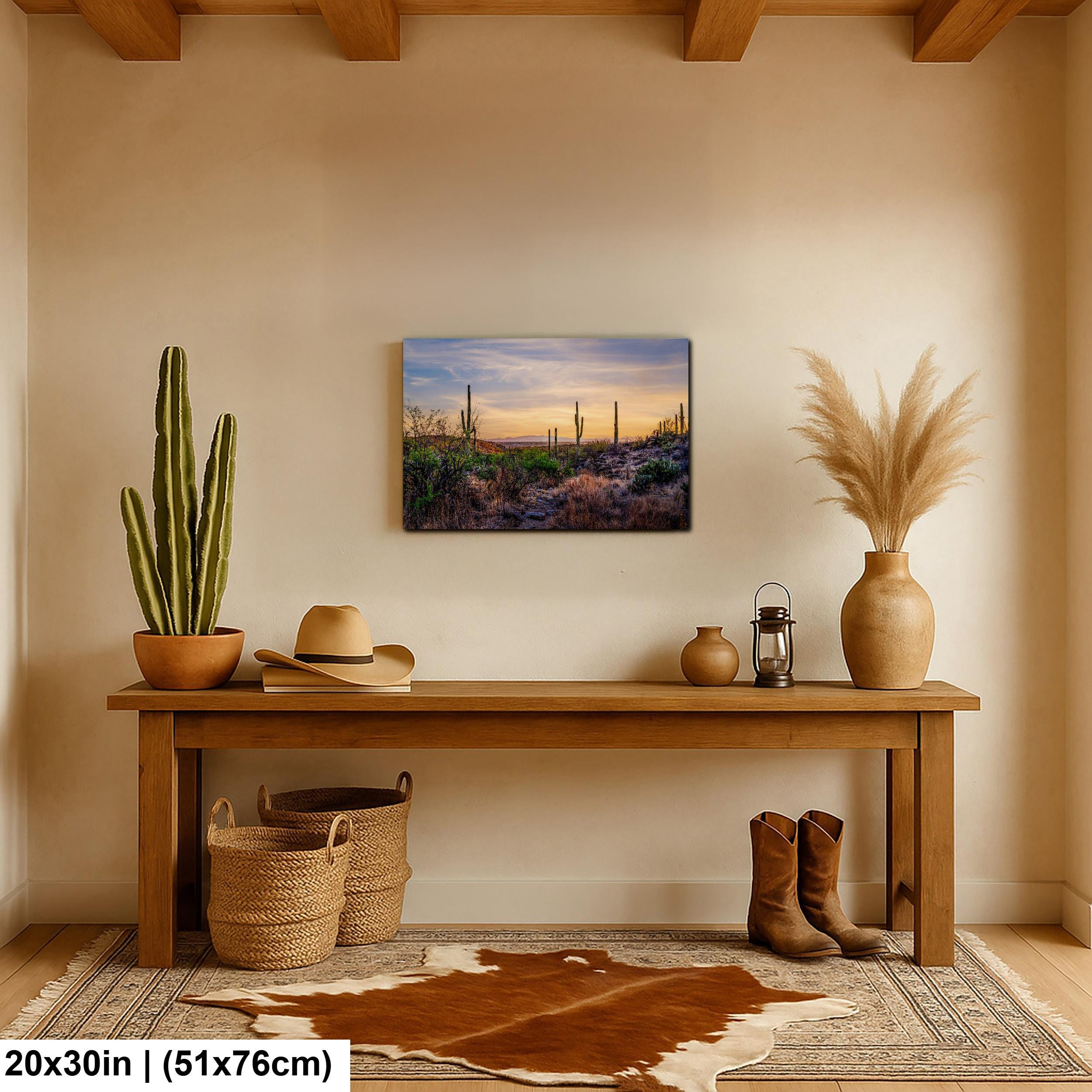 Sonoran Desert Valley Sunset with Saguaros - Saguaro National Park East Tucson Photography Print