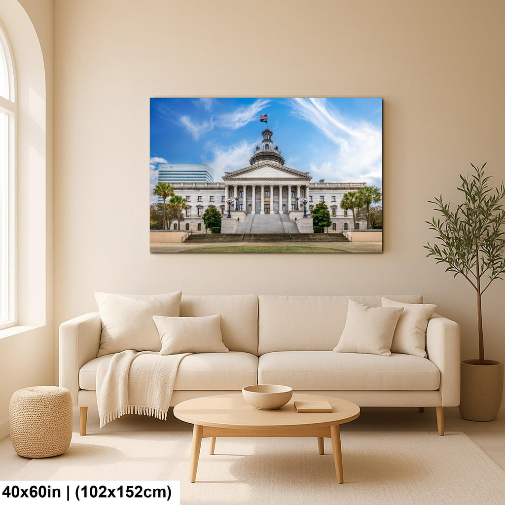 South Carolina State House Under Blue Sky, Columbia South Carolina Photography Print