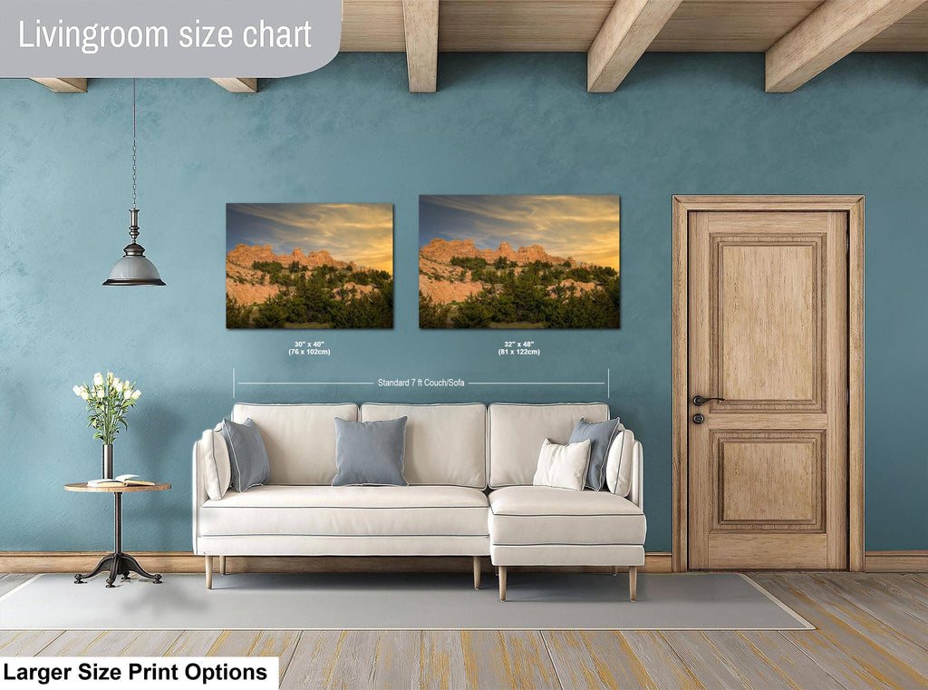 Badlands National Park Golden Rock Sunset Landscape Photography Wall Art